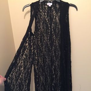 LulaRoe Black Lace Joy Duster Vest